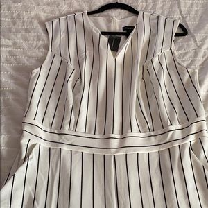 Pin striped jumpsuit.